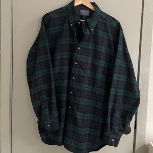 Vintage Pendleton 100% Wool Flannel in Forest Green and Navy